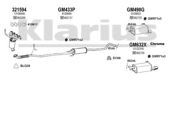 KLARIUS 391195U Exhaust System